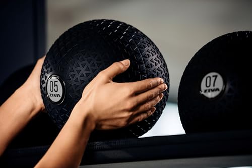ZIVA Slam Ball - Elite Level Hard-Wearing PVC Outer Shell, Gripping Tire Tread Skin, Precision Weighted Sand Core | Throw, Toss Exercise Medicine Ball for Strength Core Workouts - Avail 10-40 lbs.