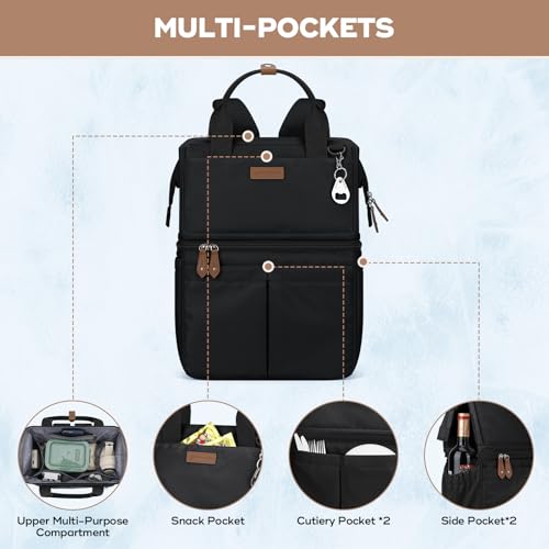 Maelstrom Cooler Backpack,Double Deck Insulated Bag,Leakproof Lunch Chest | 36 Can,Keeps Food Cold For 16h,Ergonomic, Lightweight. Perfect For Men, Women, Beach, Hiking,Camping, Travel, Work - color: 1.black