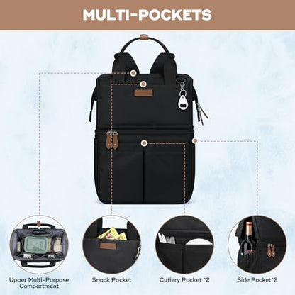 Maelstrom Cooler Backpack,Double Deck Insulated Bag,Leakproof Lunch Chest | 36 Can,Keeps Food Cold For 16h,Ergonomic, Lightweight. Perfect For Men, Women, Beach, Hiking,Camping, Travel, Work - color: 1.black