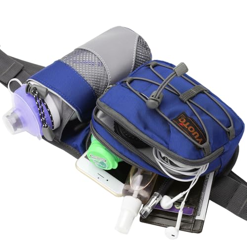 Waist Pack with Water Bottle Holder for Running Walking Hiking Fanny Pack Hydration Belt - color: ‎North Star Blue