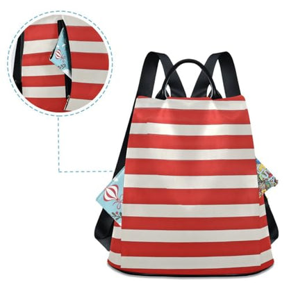 ALAZA Red and White Stripes Trips Hiking Camping Rucksack Pack for Women - color: multicolor 14
