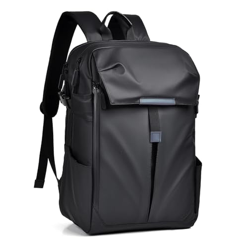 Unisex Business Laptop Backpack 17.3" With Helmet Holder High Capcity Travel Sports Backpack Waterproof Rucksack with Basketball Compartment for Men Women Teenager (Black)