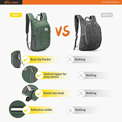 SKYSPER Small Daypack 10L Hiking Backpack Packable Lightweight Travel Day Pack for Women Men - color: Green, size: 10l