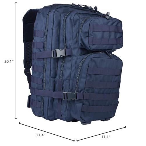 Mil-Tec Unisex Assault Pack - Rugged Durable Lightweight Ergonomic Versatile Tactical Outdoor Camping Hiking Backpack with Adjustable Padded Shoulder Straps & MOLLE Loops, Dark Blue, 36L - color: Dark Blue, style: 36l