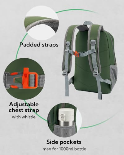 WATERFLY 12L Small Hiking Backpack: Day Pack Lightweight Travel Bag Camping Fitness Cycling Outdoor Sports Daypack For Women Men - color: Olive Green