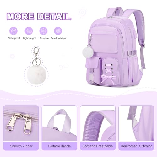Scothen Backpacks for Girls, Girls Backpack with Lunch Box & Pencil Pouch for Teens Girl Kids Elementary Middle High School College Student Bookbag Daypack Laptop Travel Backpack for Women - color: Purple