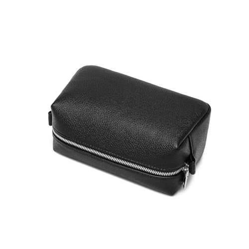 PU leather Organizer Bag Lightweight Cosmetic Bag with Ring Clasp Perfect Travel Makeup Bag for Women (Black/PU) - color: Black/PU