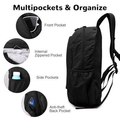 25L Collapsible Hiking Backpack with Chest Strap for Men, Foldable Lightweight Gym Backpack with Waterproof Wet Pocket, Black - color: Black