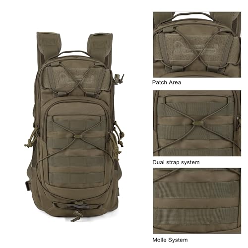 Mardingtop10L Small Tactical Molle Hydration Backpack,Cycling Backpack for Biking,Cycling and Running EDC Daypack - color: Khaki-New