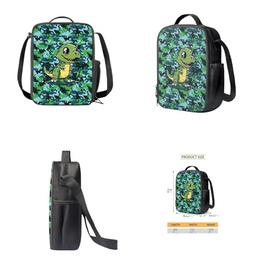 Dinosaur Camouflage Backpack for Boys Elementary Middle School Students Bookbag with Lunch Bag Pencil Case Water Bottle Holder Perfect for Student Back to School Supplies Gifts - color: Dinosaur Camouflage