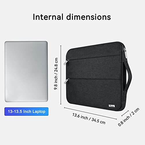 Voova Laptop Sleeve Carrying Case 13 13.6 Inch Compatible with MacBook Air 13 M1/M2/M3/M4, MacBook Pro 13/14, IPad Pro 13, Waterproof Slim Computer Cover Bag, Black - color: Black, size: 12.6-13.6 Inch