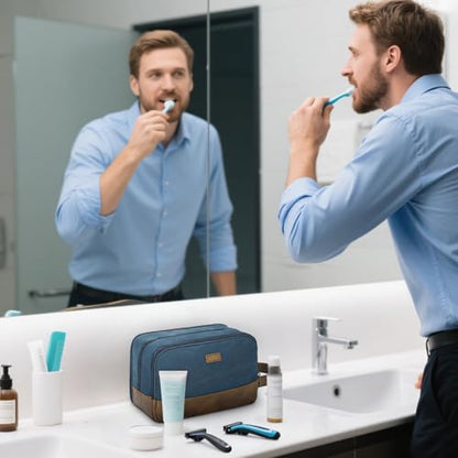 WANDF Travel Toiletry Bag for Men Large Toiletries Shaving Bag Water Resistant Hanging Dopp Kit Travel Accessories Bag for Women Men (Blue) - color: Blue