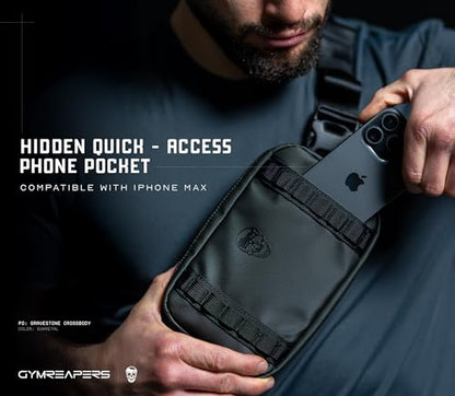 Gymreapers Travel Small Crossbody Bags for Men & Women with Hidden Pocket - Waterproof Crosssbody Fanny Pack for Men with Adjustable Shoulder Sling Belt for Traveling, Running & Hiking (Gunmetal) - color: Gunmetal