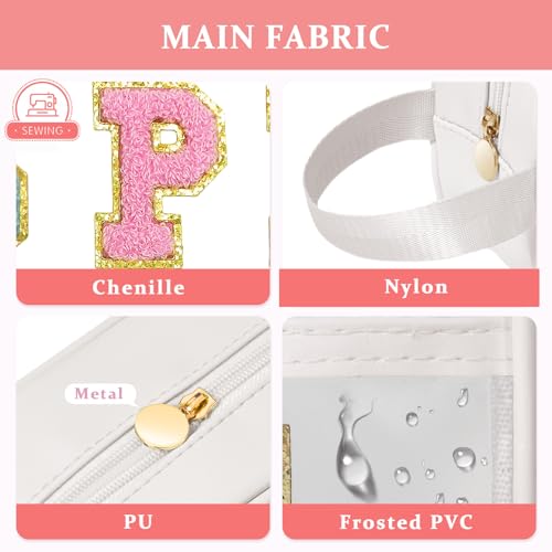 COSHAYSOO Clear Sunscreen Bag SPF Beach Vacation Essentials Waterproof Summer Pool Must Have Accessories for Women Teen Girls, Family Beach Day Organizer Toiletry Pouch Travel Gifts Preppy Letter - color: White-SPF