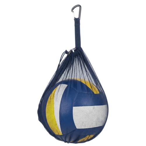 2Pcs Nylon Single Ball Bag, Lightweight Volleyball Ball Bag with Hook, Drawstring Sling Backpack for Soccer, Basketball, Football - color: Dark blue