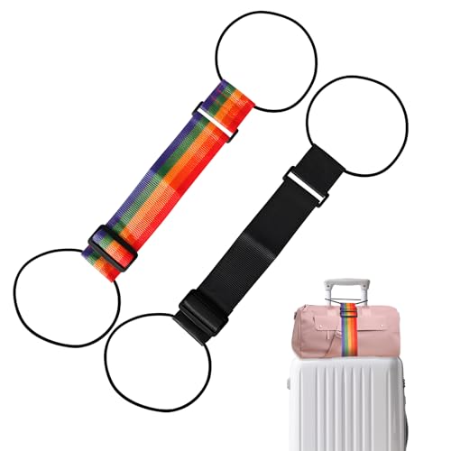 Luggage Connector Straps 2Pcs,2026 New Multi Use Strong Adjustable Bag Luggage Straps,Add a Bag Easy to Travel Suitcase Elastic Strap Belt Luggage Accessories(Black Iridescent) - color: Black Iridescent