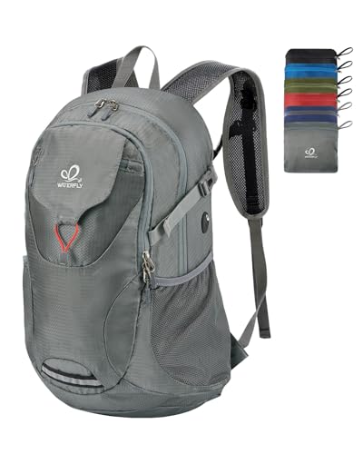 WATERFLY Lightweight Packable Hiking Backpack: 30L Foldable Travel Daypack Ultralight Camping Day Pack for Woman Man Grey - color: Grey