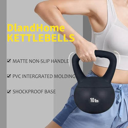 Soft Kettlebell Weights (5-30 lbs) - Iron Sand Filled for Home Gym, Strength Training & Fitness - Shock-Proof Design with Wide Non-Slip Handle - Dumbbell Alternative for Men & Women (Black, 10 LBS)