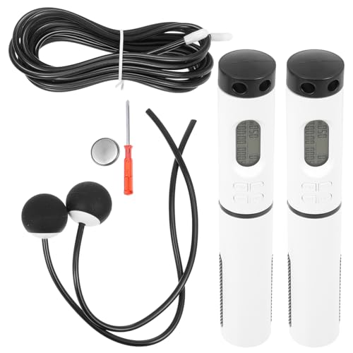 ABOOFAN Digital Cordless Jump Rope with Counter, Weighted Steel Wire Skipping Rope for Indoor Fitness and Fat Burning, 1 Handle with Switch for Men and Women Workout