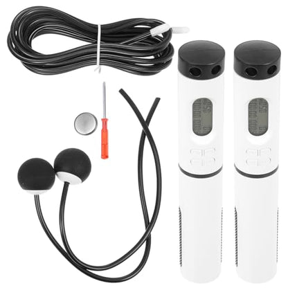 ABOOFAN Digital Cordless Jump Rope with Counter, Weighted Steel Wire Skipping Rope for Indoor Fitness and Fat Burning, 1 Handle with Switch for Men and Women Workout