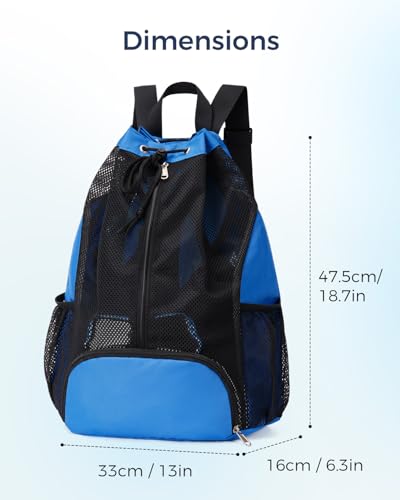 Swim Bag Mesh Drawstring Backpack with Shoe Compartment Sports Gym Sackpack with Mesh Pockets Beach Backpack for Swimming, Gym, and Workout Gear (Navy Blue)