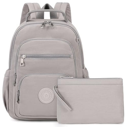 Small Backpack for Women, 2PCS Mini Backpack for Ladies Bookbag Purse for Women with Mini Wallet and Luggage Strap, Gray - color: Grey