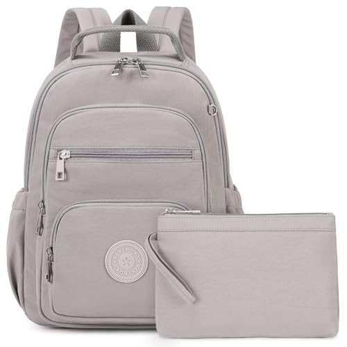 Small Backpack for Women, 2PCS Mini Backpack for Ladies Bookbag Purse for Women with Mini Wallet and Luggage Strap, Gray - color: Grey