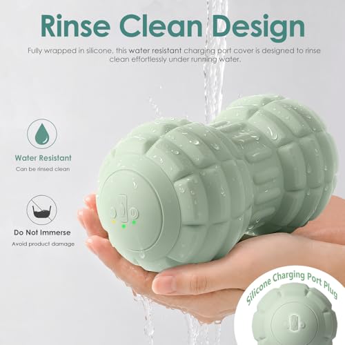 Silicone Vibrating Peanut Massage Ball Roller, Green | Water Resistant , Electric Double Lacrosse Massage Ball, 4 Intensities, For Muscle Tightness Deep Tissue, For Foot Back Hip - color: Green