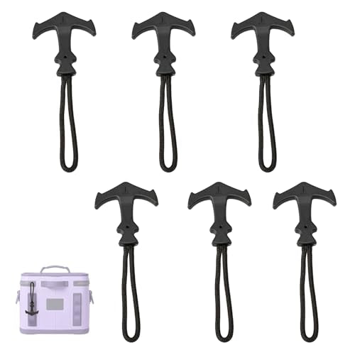 6-Pack Heavy Duty T-Shaped Zipper Pulls Replacement Compatible with Yeti Cooler, Durable Paracord & Strong Plastic Pullers for Coolers, Backpacks, Luggage, Totes – Easy to Install, Universal Fit