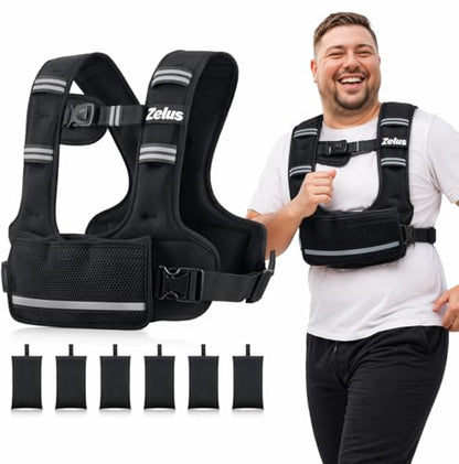 ZELUS Adjustable Weighted Vest for Women, Curve-Fit Ergonomic Workout Vest with 6 Removable Iron Sand Bags for Walking, Cardio & Strength Training, Available in 4–10 lb, 11–20 lb & 20–32 lb Options - size: 20-32LB