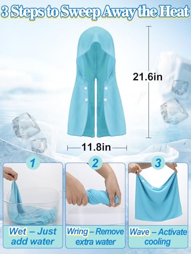 Acostop 3 Pcs Long Lasting Cooling Hoodie Towels for Neck and Face- Absorbent & Quick Drying Cooling Towel Wraps for Women, Sun Protection in Summer Extreme Heat Hot Weather (Blue, Purple, Green) - color: Blue, Purple, Green