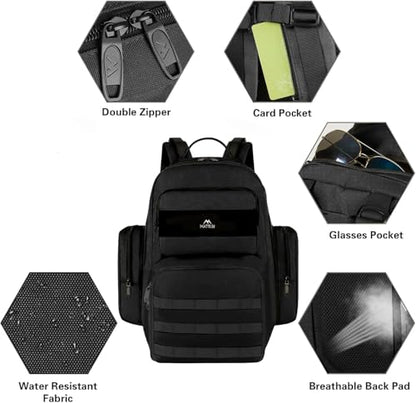 MATEIN Lunch Backpack for Men Work, 15.6 Inch Tactical Backpack with Lunch Compartment, Large Laptop Backpacks with Insulated Cooler Bag for Travel Beach Camping Picnic Hiking, Black - color: Black
