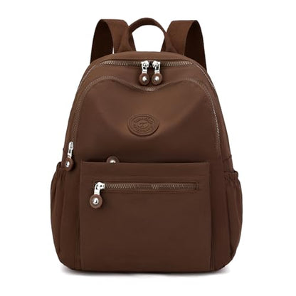 Tanweibago Mini Nylon Women Backpacks,11L Small Ladies backpacks Casual Lightweight Women Shopping Travel Daypack (Brown) - color: Brown