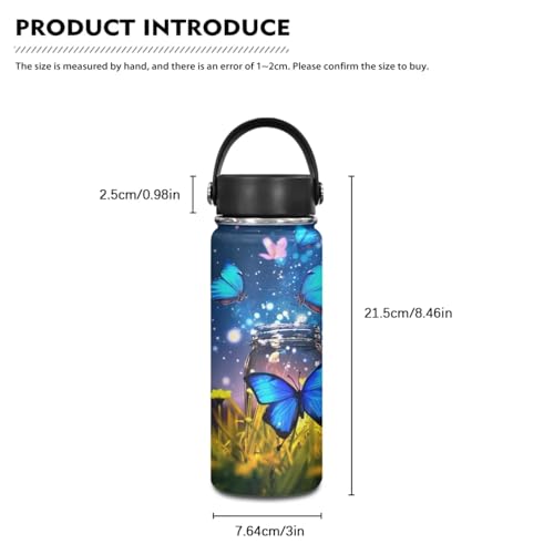 Flashideas Butterfly Backpack for Girls Kids Backpack with Lunch Box Stainless Steel Water Bottle and Water Bottle Holder with Strap 4Pcs Set 17" Elementary Bookbag with Compartments Sturdy School Bag - color: Butterfly