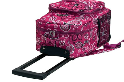 Rockland Double Handle 17" Rolling Backpack, Bandana - color: Bandana, size: One Size