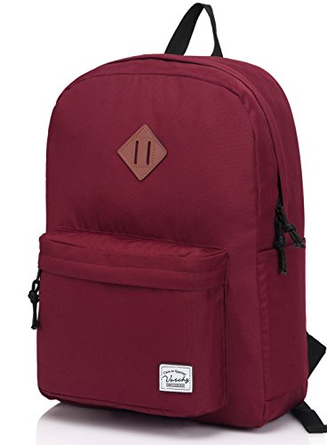 Vaschy Lightweight Backpack,20 Liters Classic Waterproof Collapsible Daypack for Sports and Traveling,Teenagers School Book Bag with Bottle Side Pockets Burgundy - color: Burgundy