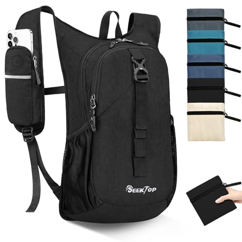 Seektop 20L Small Hiking Backpack for Women Men, Lightweight Hiking Packable Daypack with Phone Pocket for Travel Camping (Black, 20L) - color: Black, size: 20L