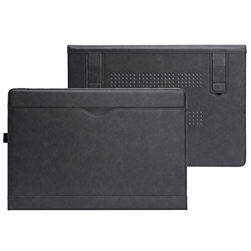 TYTX Compatible with MacBook Pro Leather Case 15 Inch 2016-2019 Release (A1990 A1707) Laptop Sleeve Protective Folio Book Cover with Vents, Black - color: Black