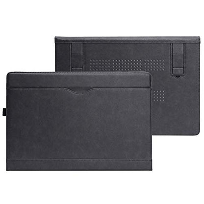 TYTX Compatible with MacBook Pro Leather Case 15 Inch 2016-2019 Release (A1990 A1707) Laptop Sleeve Protective Folio Book Cover with Vents, Black - color: Black