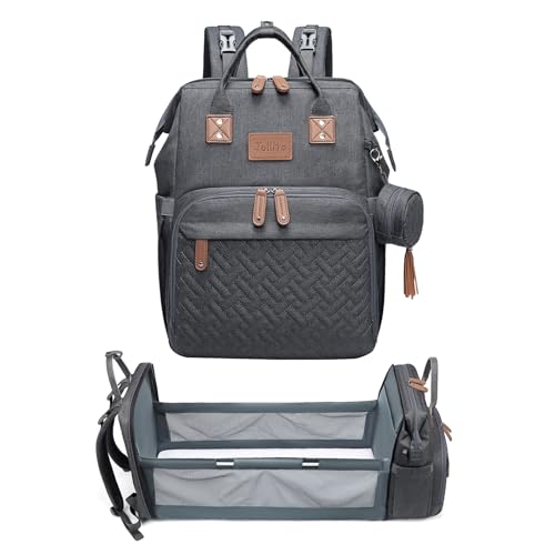 JOLLITO Diaper Bag Backpack with Changing Station Large Capacity Multifunction Baby Bags for Boy Girl Travel For Moms Dads Baby Registry Search Essentials Shower Gifτs Gray - color: Grey