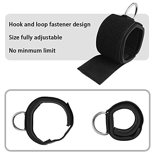 Ankle Wrist Cuffs Neoprene Padded Straps D-Ring Glute Kickback for Cable Machines Legs Exercise Adjustable Fitness - color: D ring black