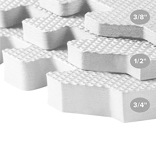 We Sell Mats 1/2" Thick Multipurpose EVA Foam Exercise Floor Mat, Interlocking Tiles, Anti-Fatigue for Home or Gym, 24 in x 24 in, 4 Tiles, White