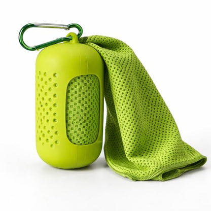 Cooling Towel with Clip Case – Quick-Dry Neck Wrap for Sports, Beach Tote Bags, Gym, Travel & Outdoor Heat (Gray) - color: Gray