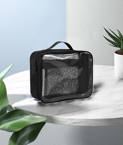 TSA Approved Toiletry Bag, Clear Makeup Bags with Multi Layer Mesh Pockets, Portable Large Capacity PVC Cosmetic Bags with Zipper for Travel Essentials - size: L