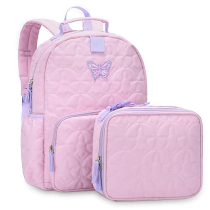 Chase Chic Toddler Backpack for Girls, Puffer Cute Lightweight Preschool Backpack with Lunch Box Set for Daycare Travel Kids Age 3-6,Pink Butterfly - color: Pink Butterfly