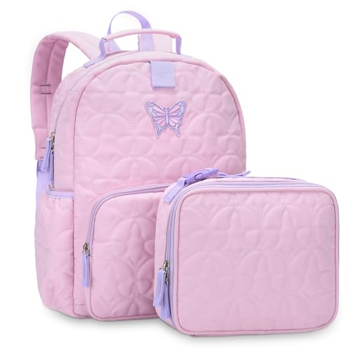 Chase Chic Toddler Backpack for Girls, Puffer Cute Lightweight Preschool Backpack with Lunch Box Set for Daycare Travel Kids Age 3-6,Pink Butterfly - color: Pink Butterfly