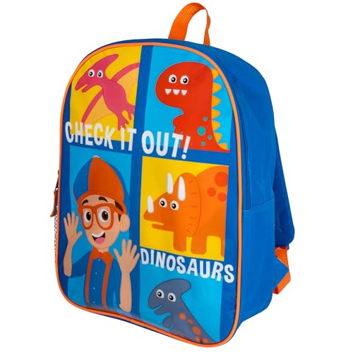 AI ACCESSORY INNOVATIONS Blippi Backpack for Boys & Girls, Kids 15" School Bag Featuring Blippi & His Dinosaur Friends, Blue - color: Blippi