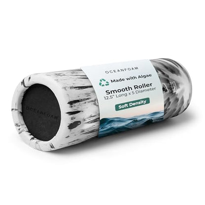 Oceanfoam Smooth Soft Foam Roller (Black Marbled) - Beginner, Travel Sized Low Density Foam Roller for Home & Gym, Physical Therapy, Back Pain, & Exercise - Yoga & Athletics (12.5" x 5")