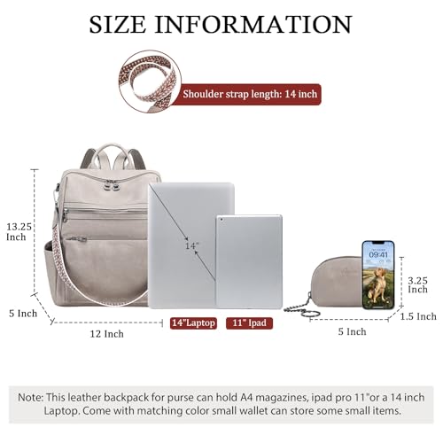AGLOD Leather Backpack Purse for Women Designer Ladies Shoulder Bag Fashion Faux Work Travel Handbags - color: Kcus22001-grey