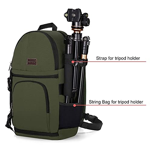 MOSISO Camera Sling Bag, DSLR/SLR/Mirrorless Camera Backpack Case Shockproof Photography Backpack with Tripod Holder & Removable Modular Inserts Compatible with Canon/Nikon/Sony/Fuji, Army Green - color: Army Green